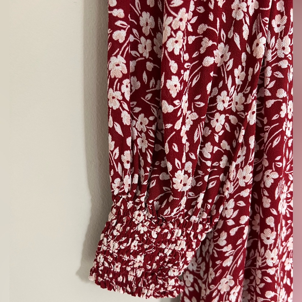 Reformation Cello Midi Dress, red with white floral size XS extra small - Picture 4 of 12